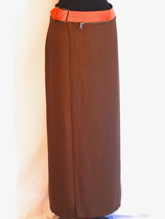 Jean Paul Gaultier Dresses & Skirts - Jean Paul Gaultier Bronze Maxi Skirt With Zippered Leather Belt - Italy